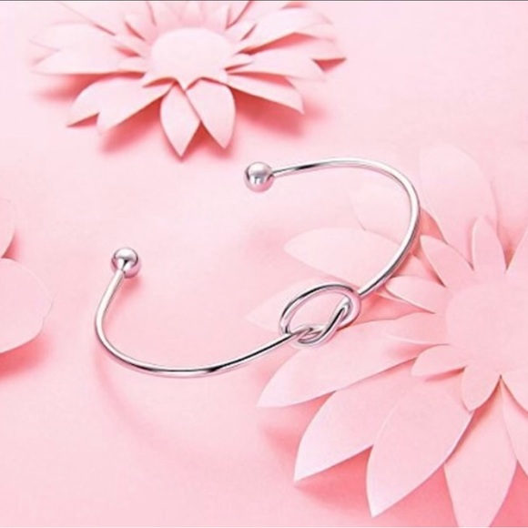 14k WG Plated Love Knot Cuff Bracelet - Picture 6 of 7